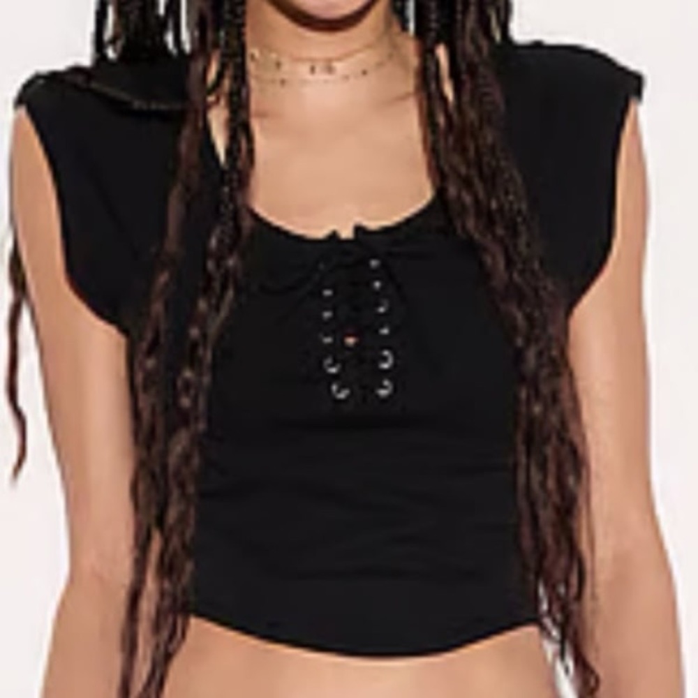 All-Day Soft Rib Lace-Up Top